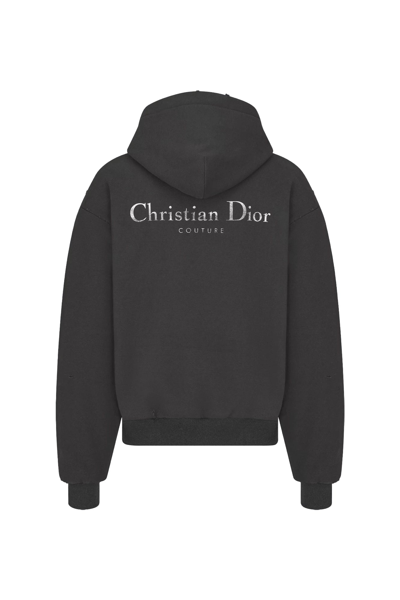 Christian Dior Couture Black Distressed-Effect Cotton Fleece