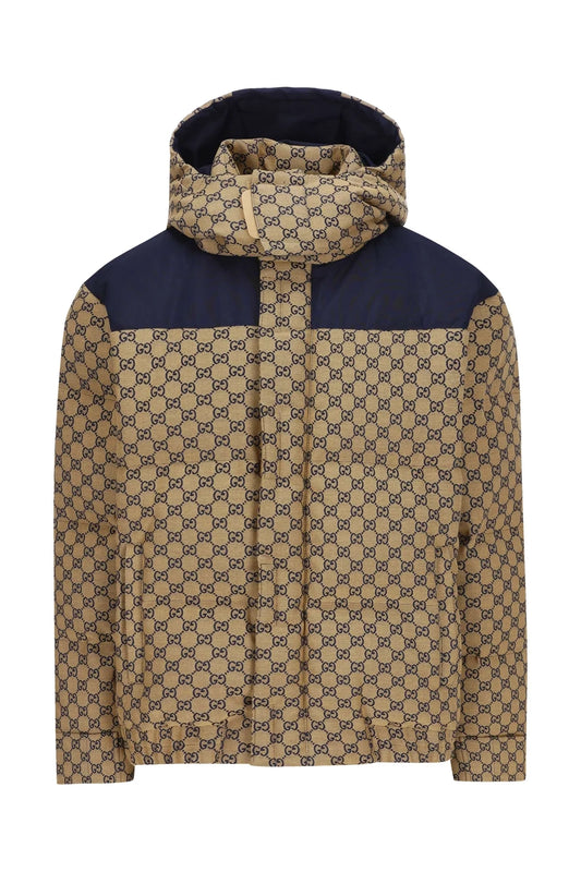 Gucci Logo Printed Hooded Puffer Coat