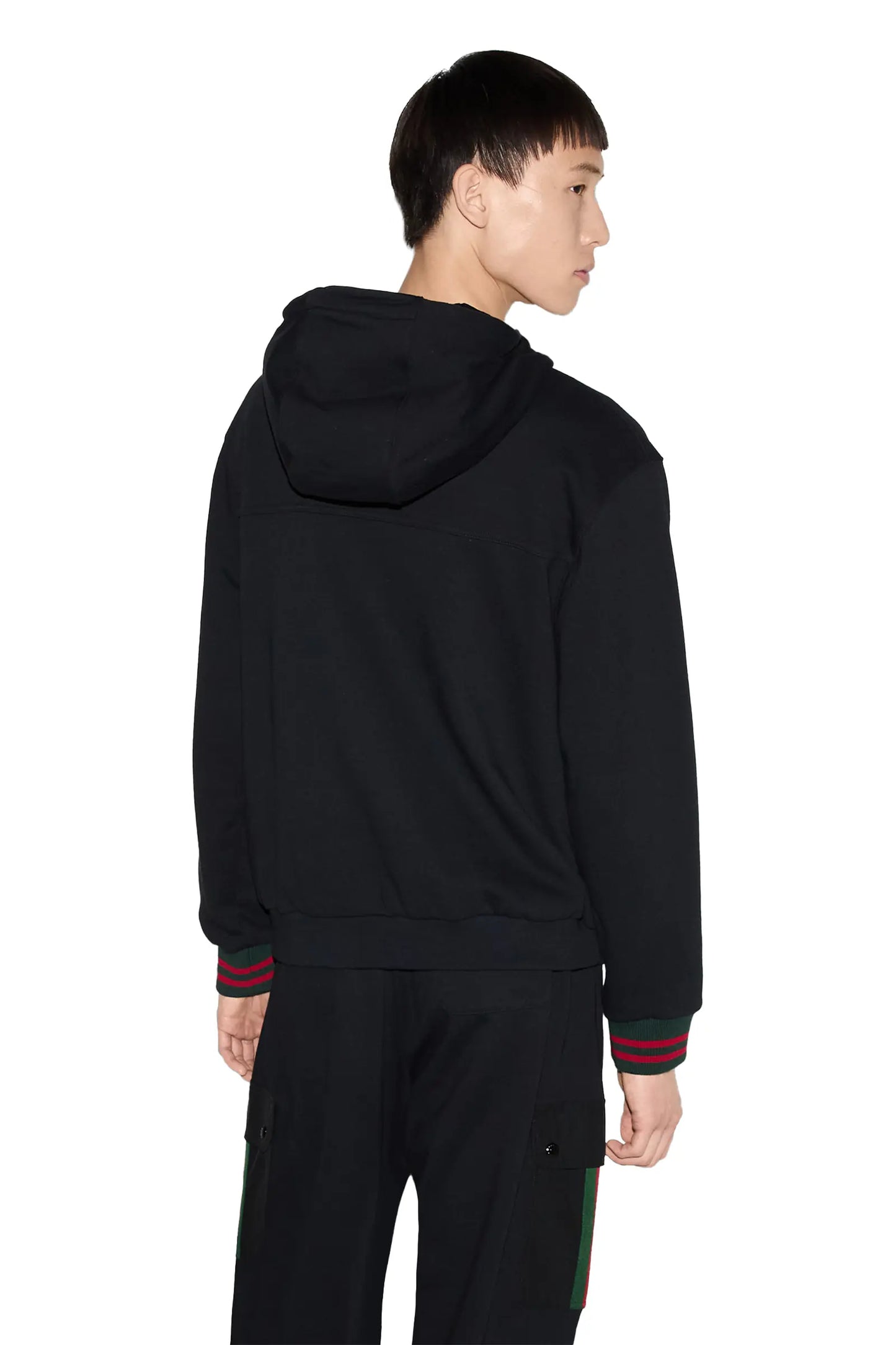 Gucci Cotton jersey hooded jacket with Web