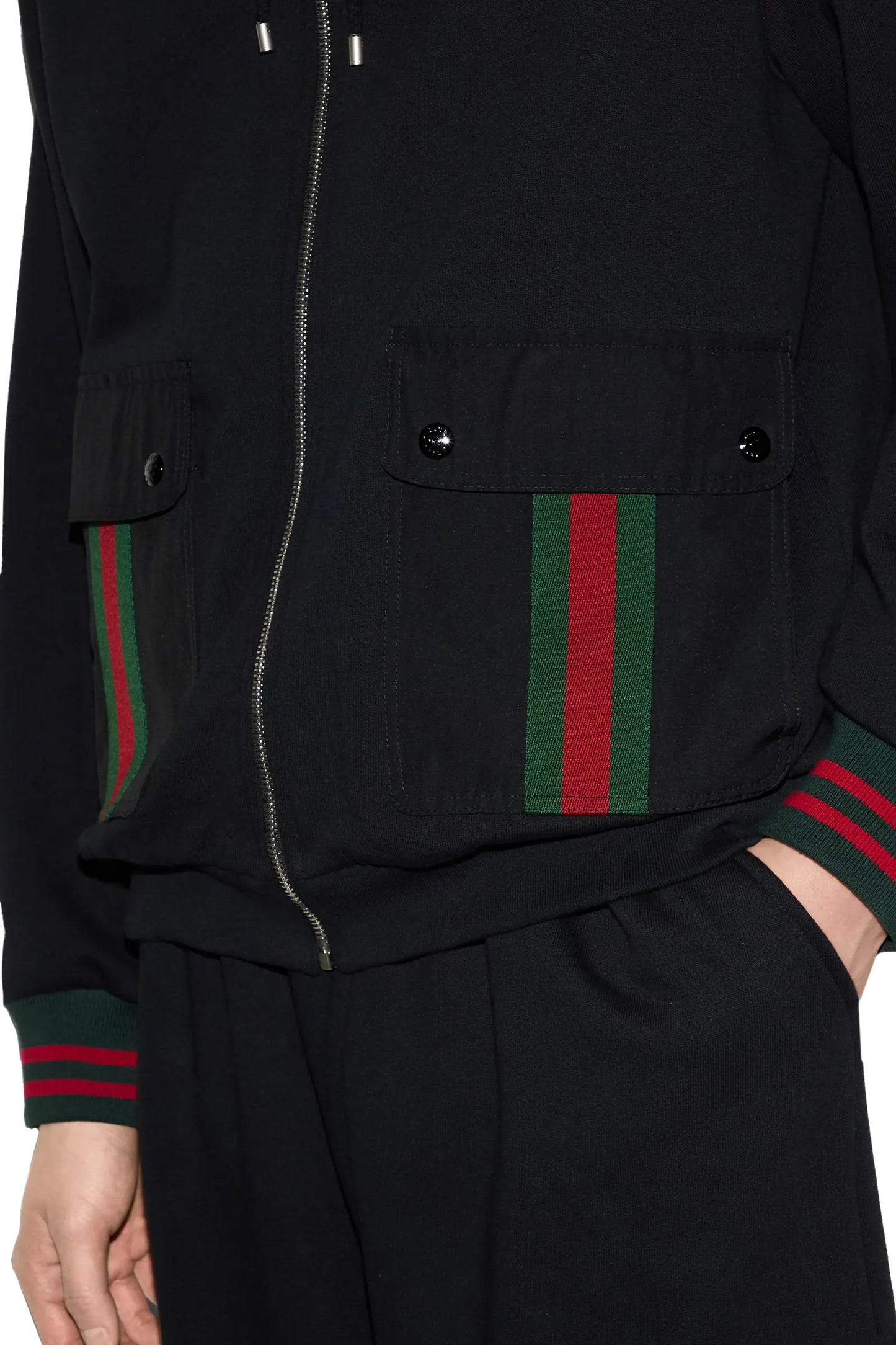 Gucci Cotton jersey hooded jacket with Web