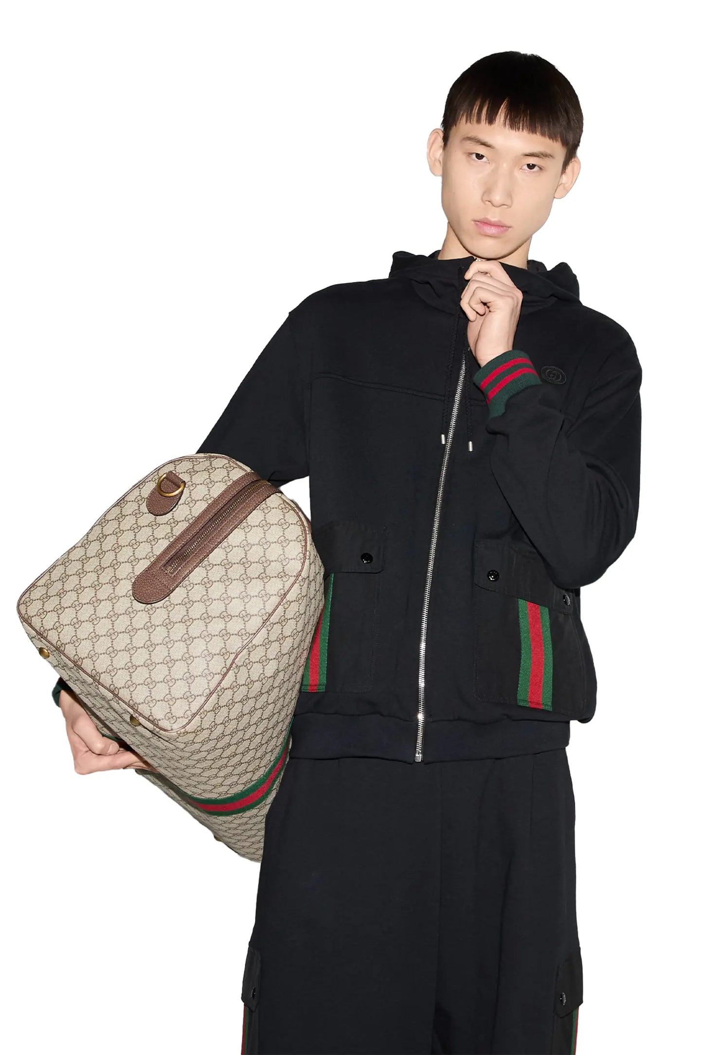 Gucci Cotton jersey hooded jacket with Web