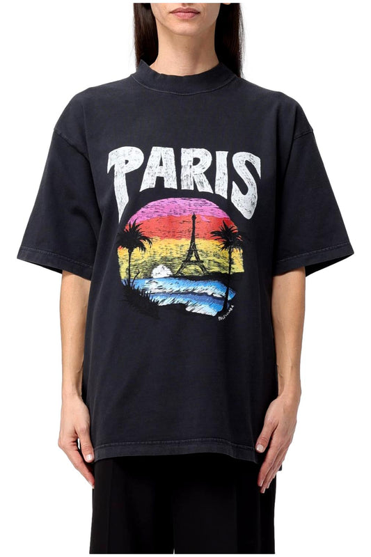 PARIS TROPICAL T-SHIRT IN SCHWARZ (unisex)