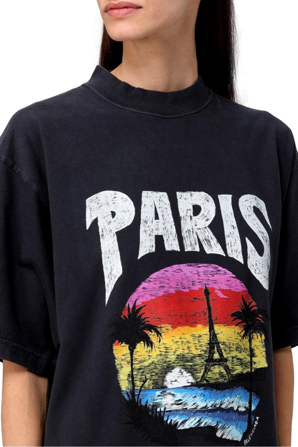 PARIS TROPICAL T-SHIRT IN SCHWARZ (unisex)