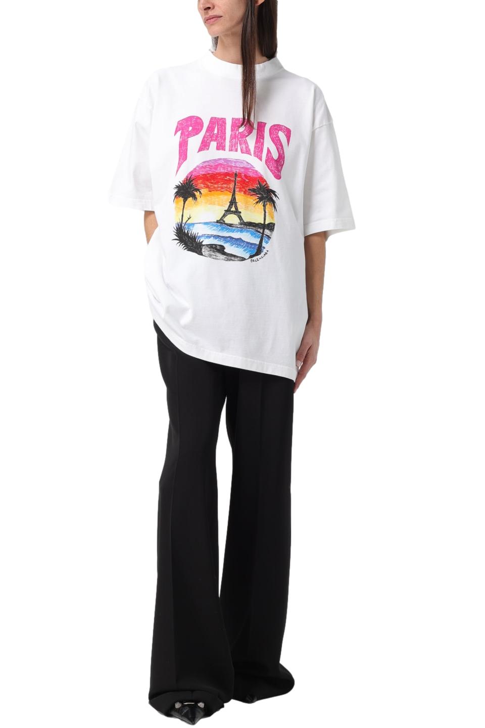 PARIS TROPICAL T-SHIRT IN WEISS/ROSA (unisex)