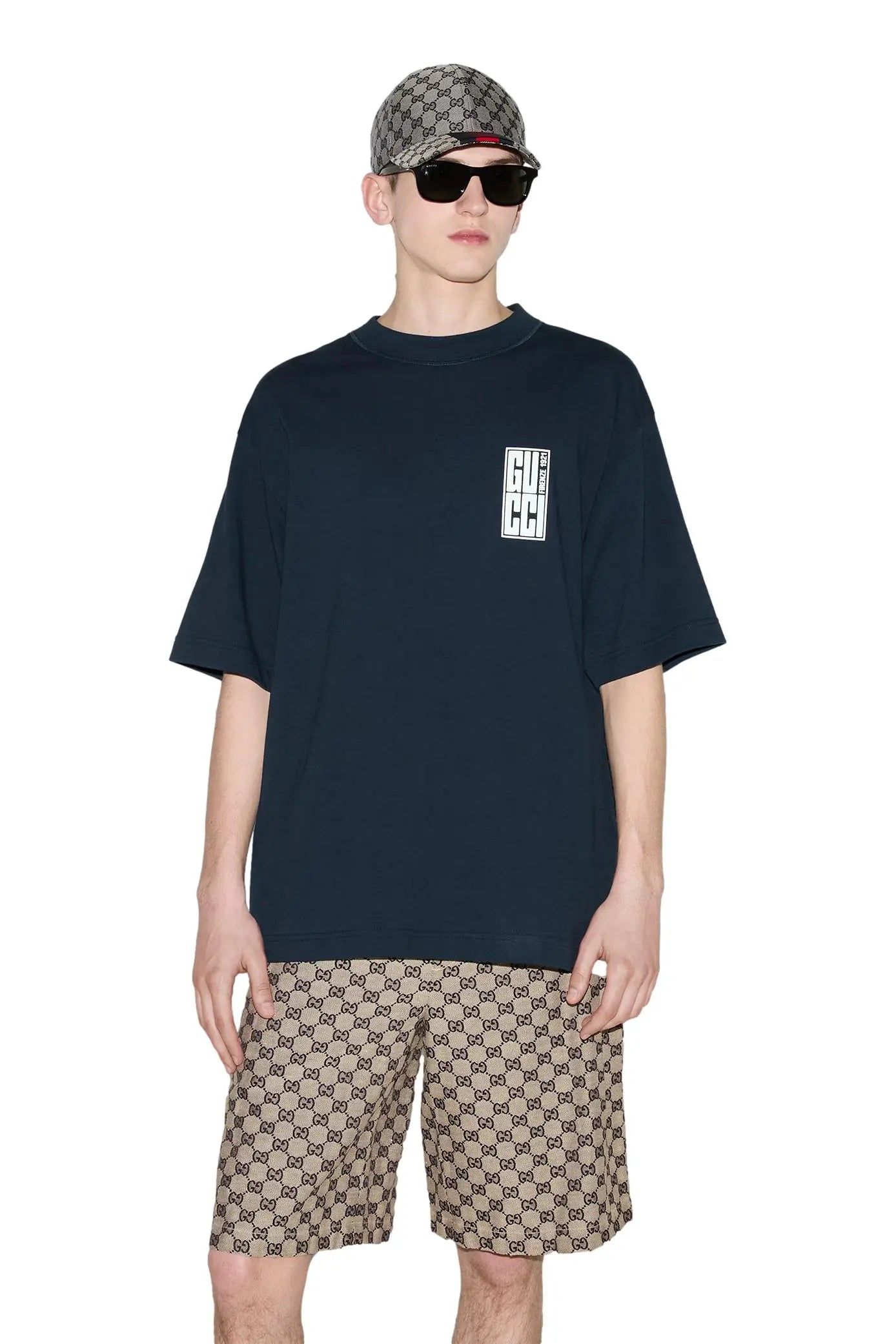 GUCCI Cotton jersey T-shirt with Gucci print (BLACK)