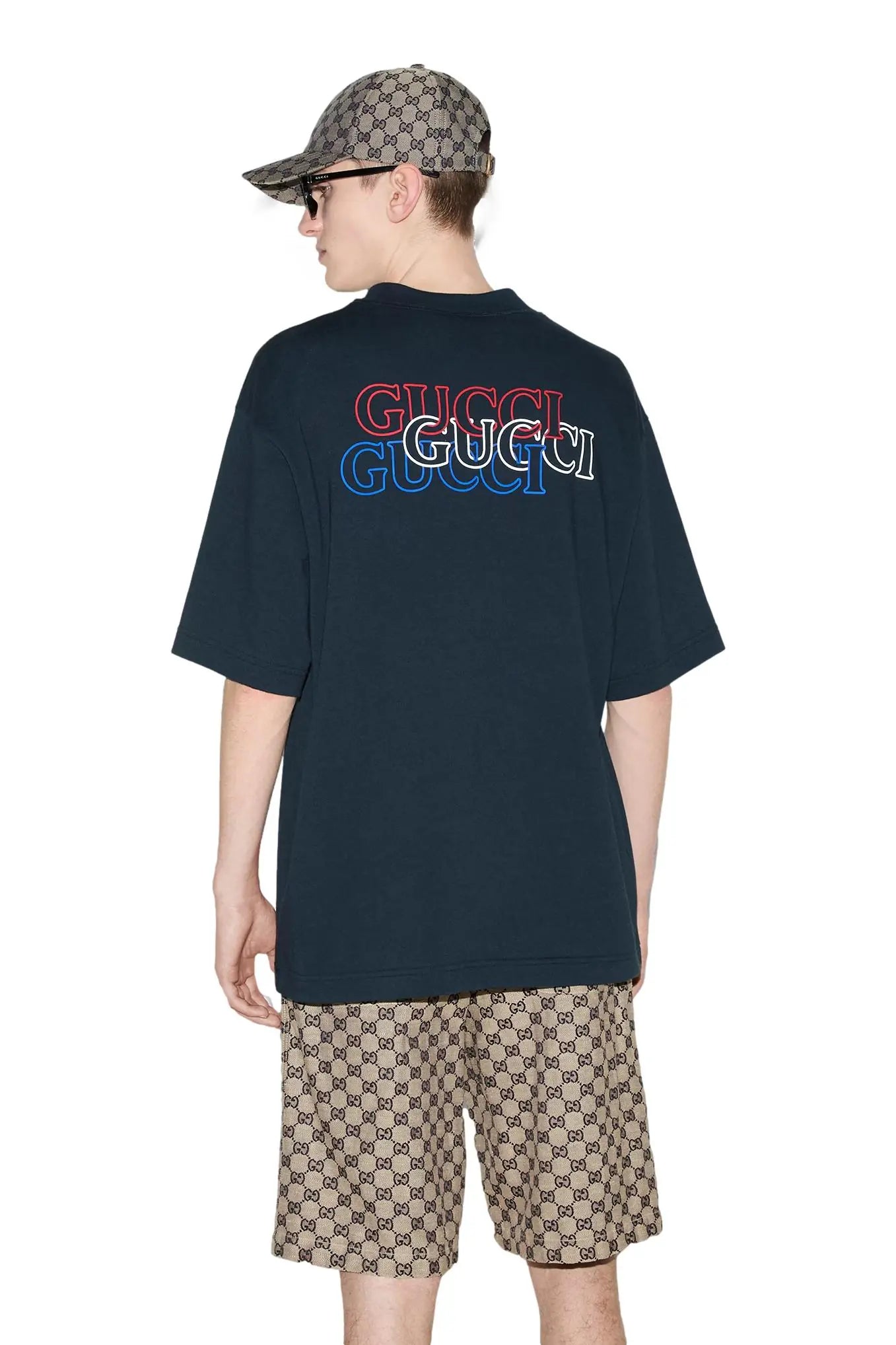 GUCCI Cotton jersey T-shirt with Gucci print (BLACK)