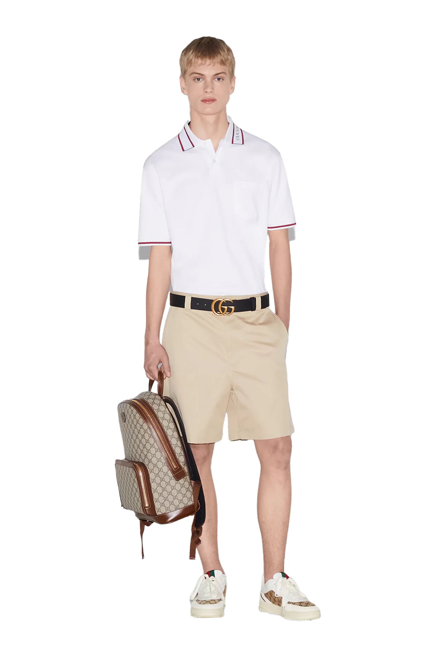 Gucci Cotton piquet polo shirt with Web