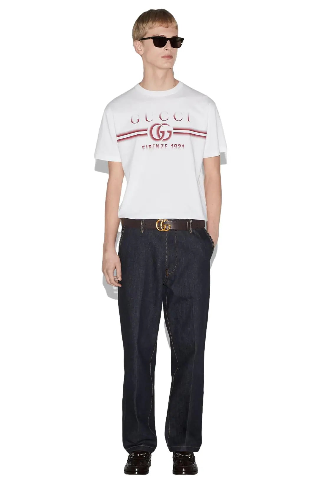 Cotton jersey T-shirt with Gucci print (white)