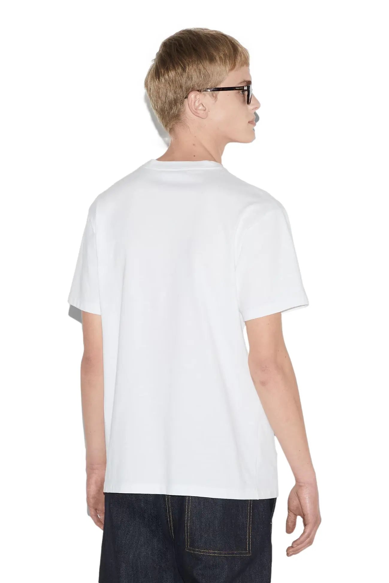 Cotton jersey T-shirt with Gucci print (white)