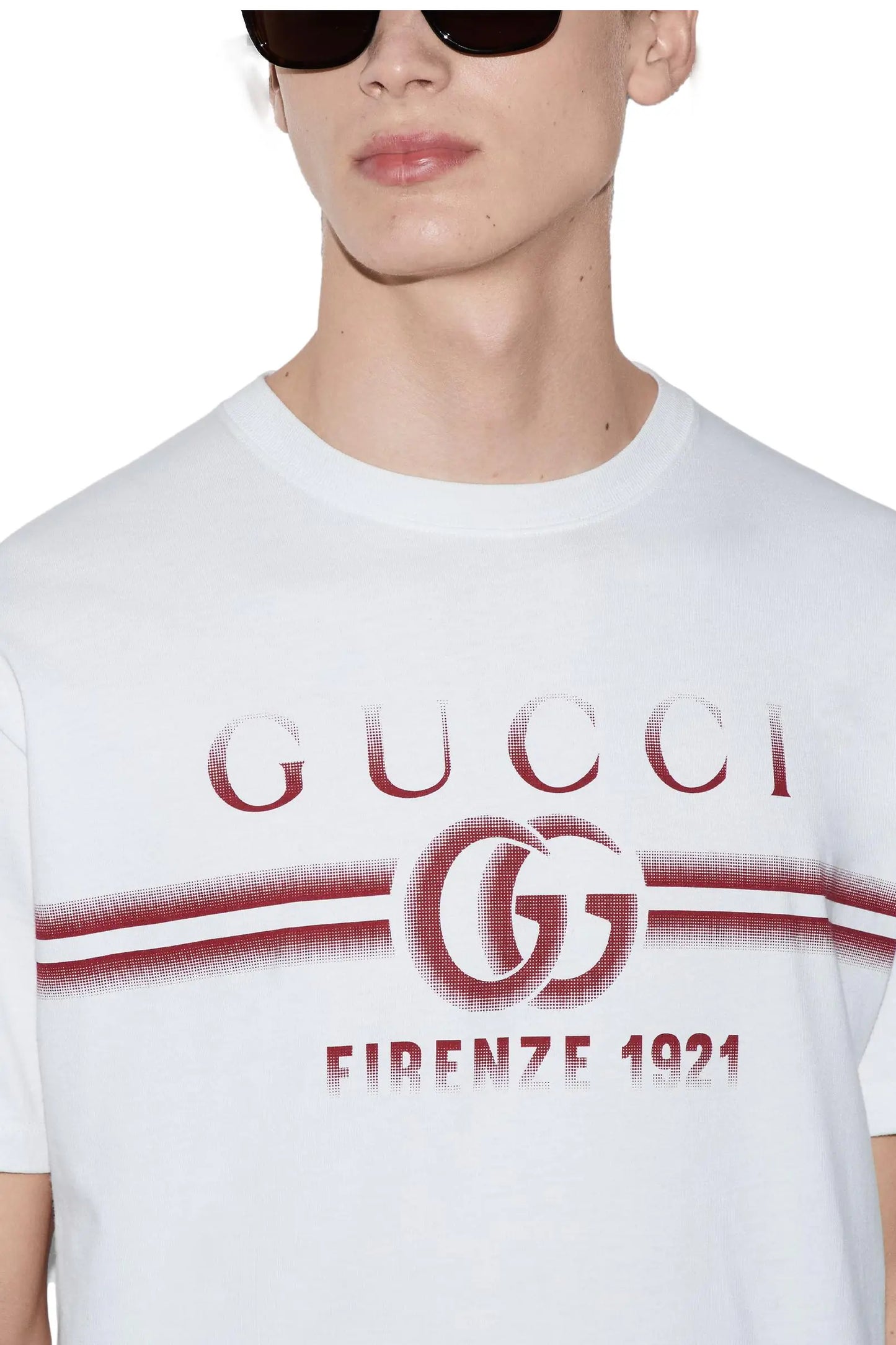 Cotton jersey T-shirt with Gucci print (white)