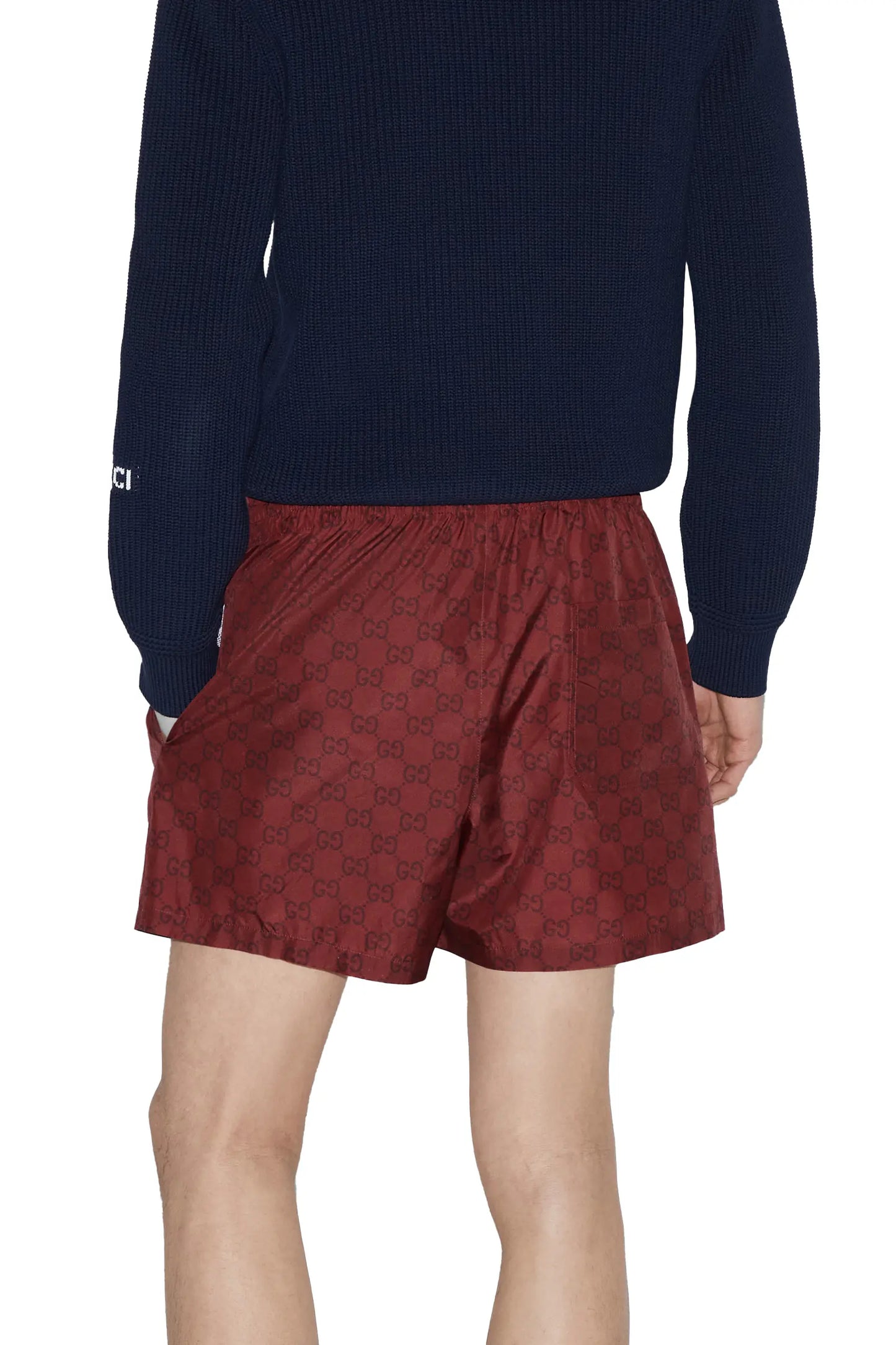 Gucci GG print nylon swim short - BURGUNDY