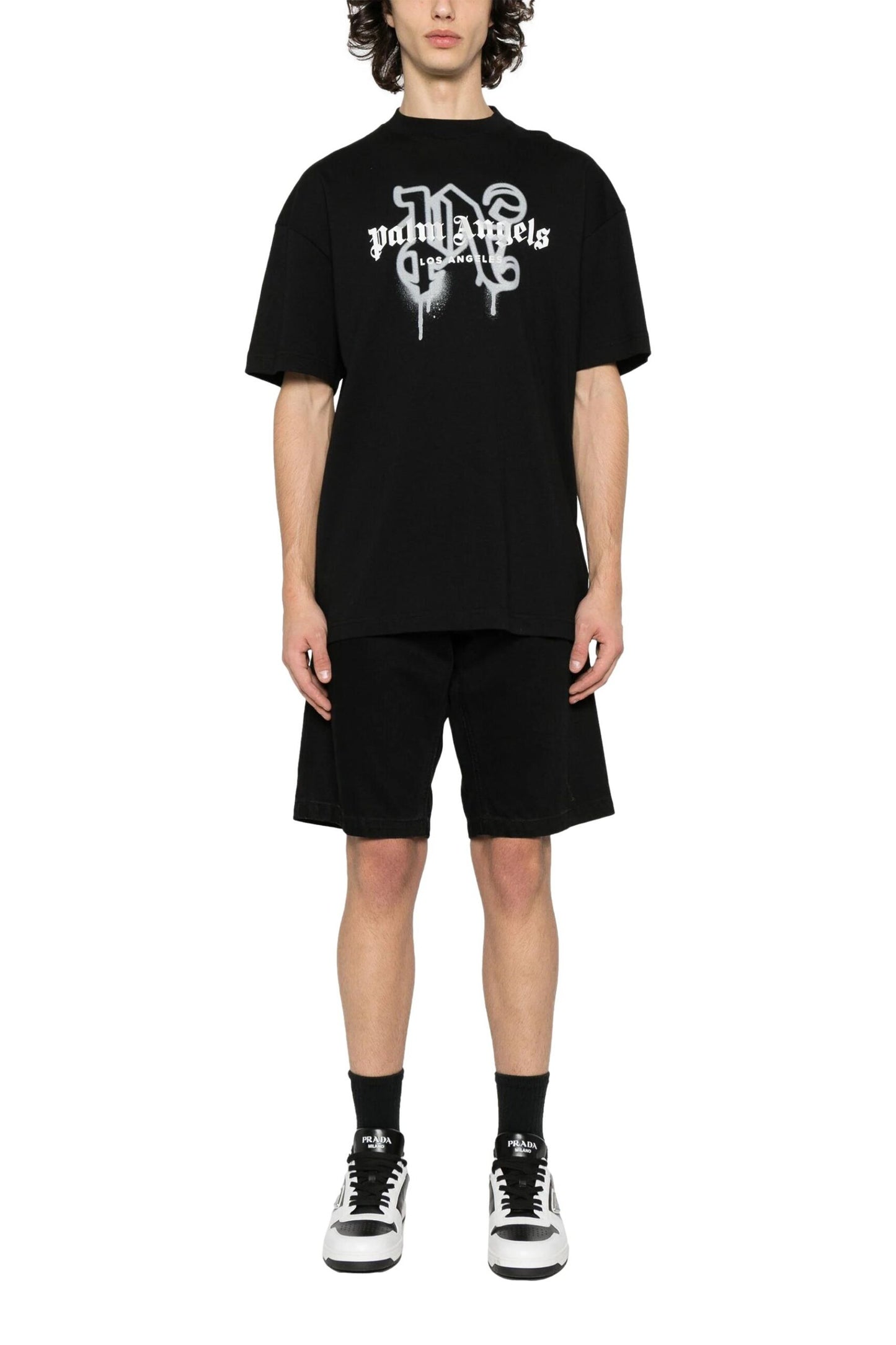 Palm Angels Los Angeles monogram-print T-shirt Black